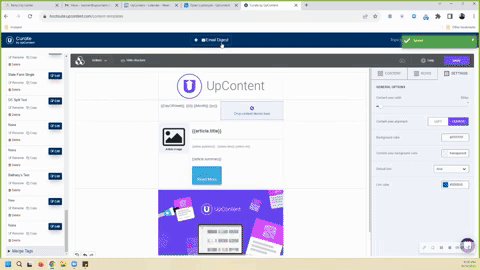 Picture of HTML email builder within UpContent